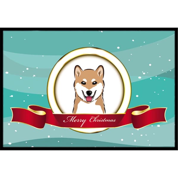 Carolines Treasures Shiba Inu Merry Christmas Indoor and Outdoor Mat- 24 x 36 in. BB1535JMAT - main